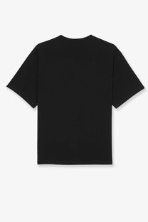 Black oversized crewneck t-shirt with short sleeves made of certified cotton by saint laurent for men