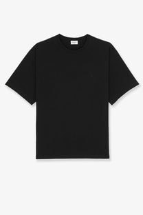 Saint Laurent men’s certified cotton black short-sleeved crew neck t-shirt with subtle embroidered logo on left chest
