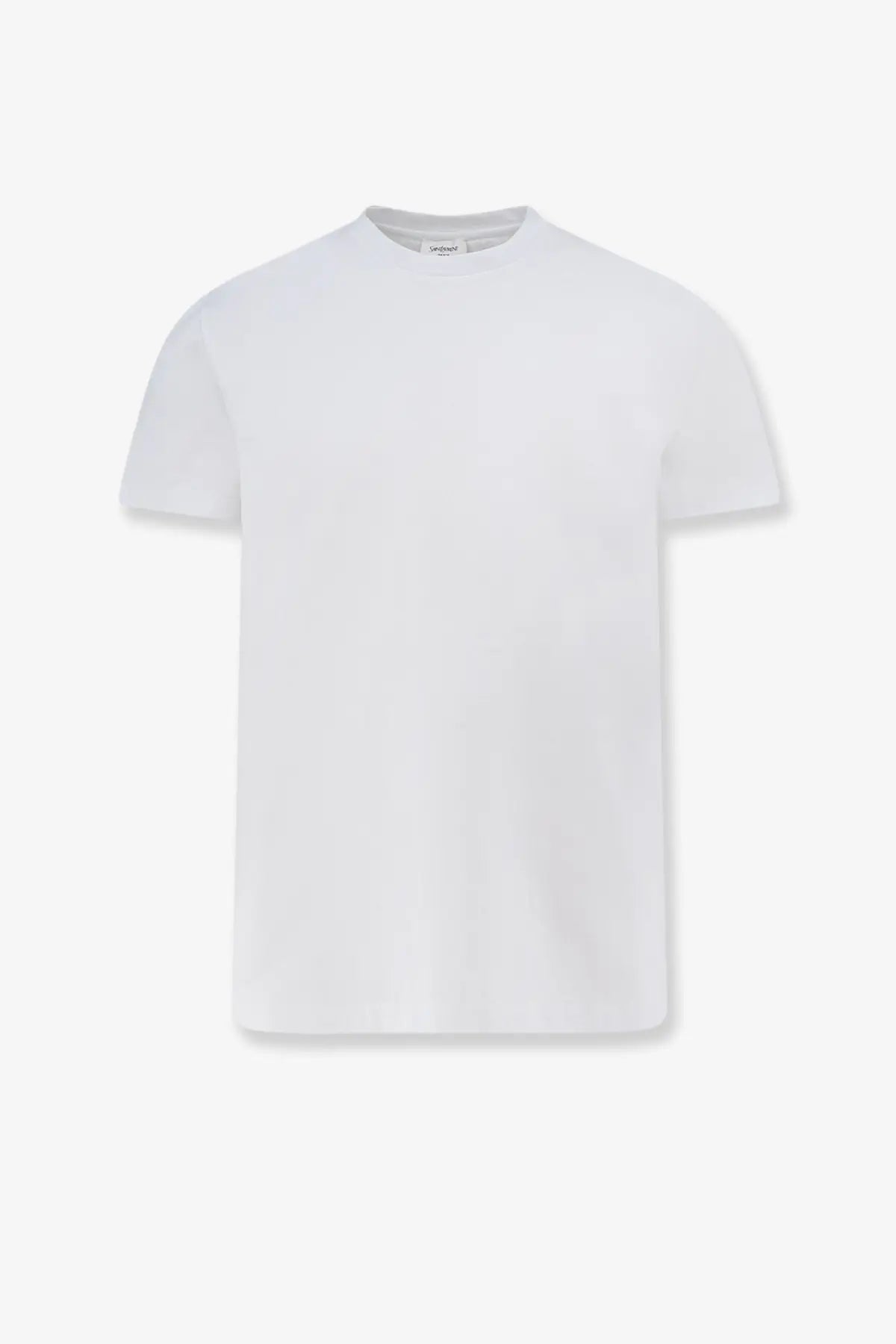 White cotton Saint Laurent men’s certified cotton crew neck t-shirt with minimalist design and subtle neckline tag