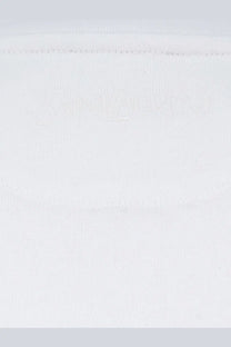 Saint Laurent men’s certified cotton shirt white showing white cotton fabric with fine even stitching along the hem