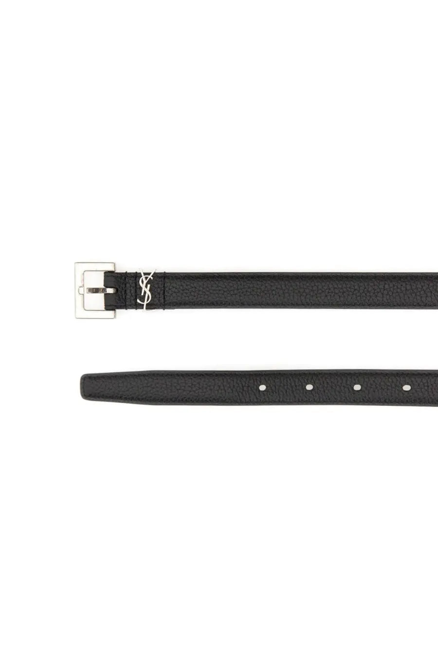 Saint Laurent Men's Thin Cassandre Belt Black, view 3