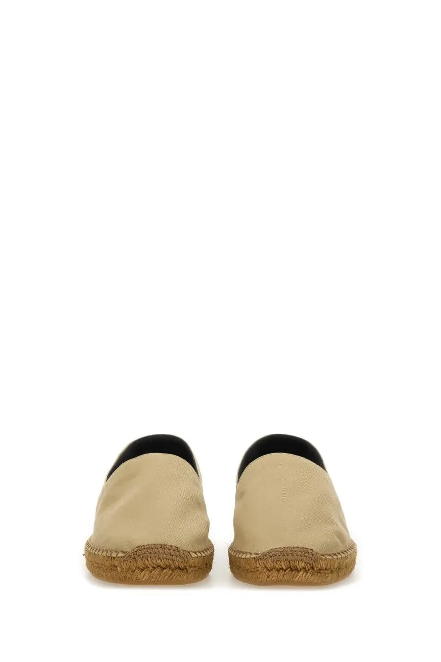 Saint Laurent men’s cotton gabardine beige espadrilles with black lining and woven jute soles