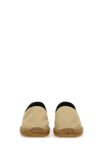 Saint Laurent men’s cotton gabardine beige espadrilles with black lining and woven jute soles