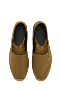 Saint Laurent men’s cotton gabardine espadrille brown tan canvas slip-ons with braided jute sole and black insole