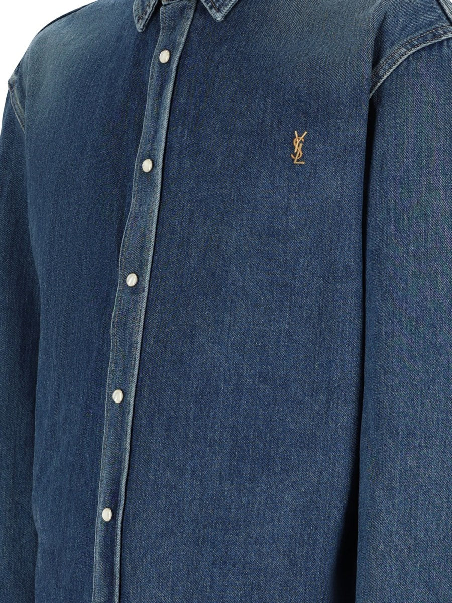 Saint Laurent Men's Denim Colorado Shirt Blue, view 3