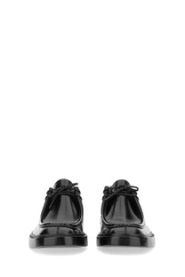 Saint Laurent men’s Harvey derby loafer black patent leather lace-up shoe with glossy finish and chunky sole