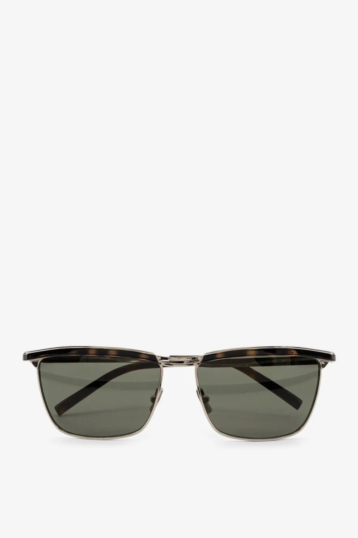 Saint Laurent men’s metal sunglasses with tortoiseshell acetate frame dark green lenses and sleek metallic bridge