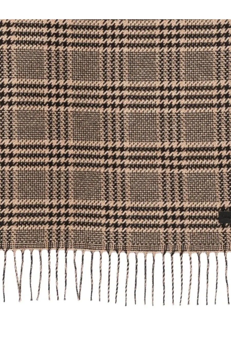 Saint Laurent Men's Prince of Wales Pattern Silk Scarf Black, view 3