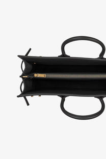 Saint Laurent men’s sac de jour large black leather tote bag with gold-tone zipper and handles for shoulder use