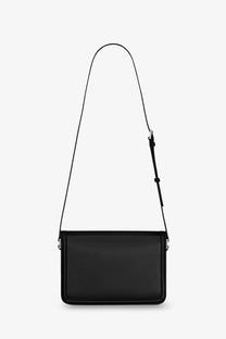 Saint Laurent men’s satchel solferino medium black leather crossbody bag with sleek minimalist design and silver hardware