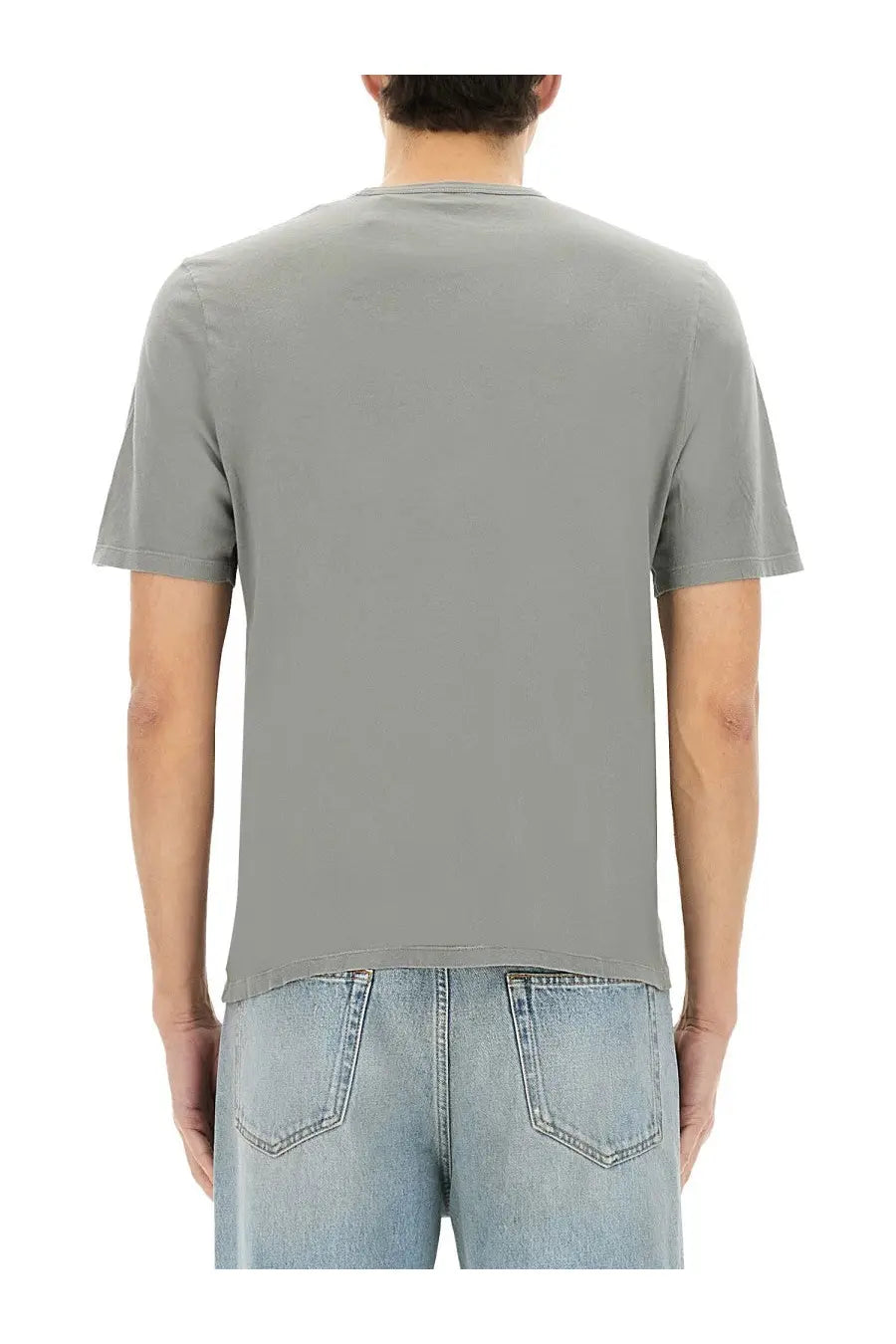 Saint Laurent men’s plain gray short-sleeved crew neck t-shirt made from soft material for casual wear