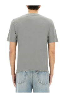 Saint Laurent men’s plain gray short-sleeved crew neck shirt made of soft breathable fabric