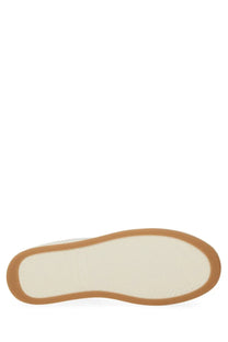 Saint Laurent men’s smooth leather SL sneaker white with white rubber sole and tan gum outsole visible from the back side