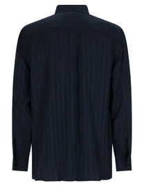 Saint Laurent Men's Viscose Striped Shirt Blue, view 2