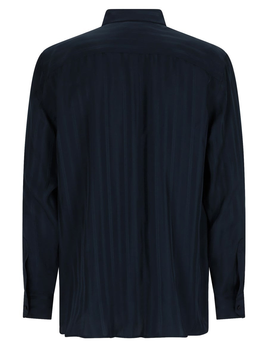 Saint Laurent Men's Viscose Striped Shirt Blue, view 2