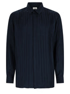 Saint Laurent Men's Viscose Striped Shirt Blue