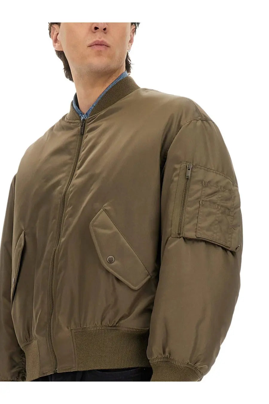 Saint Laurent Men's Water Repellent Bomber Jacket Green, view 4