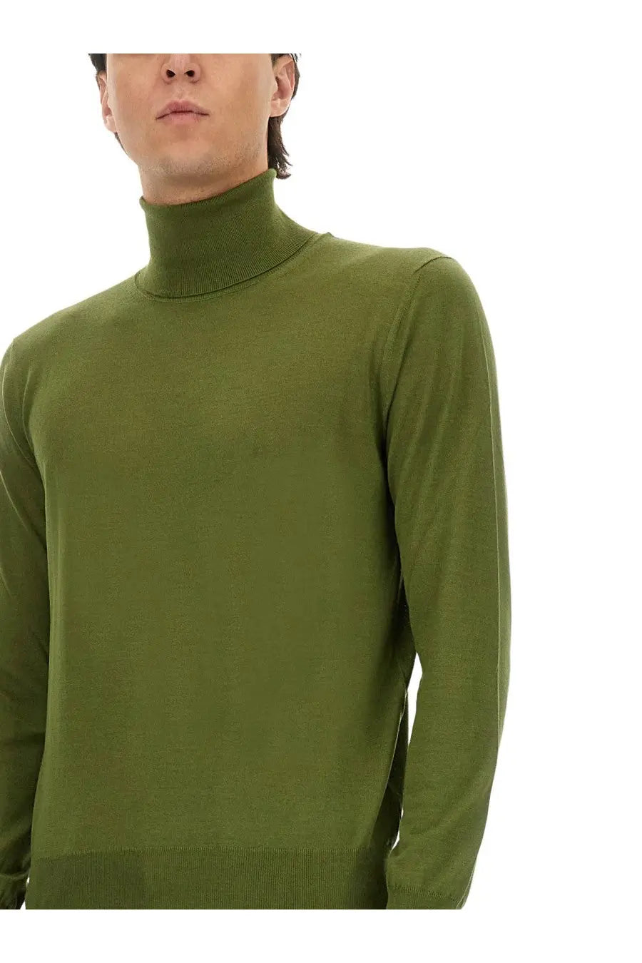 Saint Laurent Men's Wool and Silk Turtleneck Green, view 5