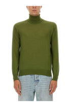 Saint Laurent Men's Wool and Silk Turtleneck Green, view 3