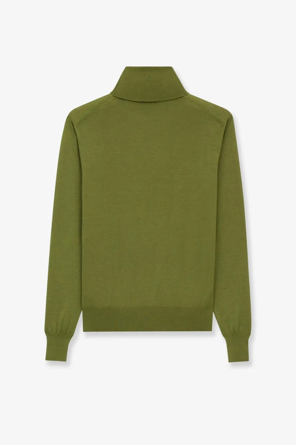 Saint Laurent men’s olive green wool and silk turtleneck sweater with a soft textured knit design