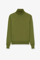 Saint Laurent Men's Wool and Silk Turtleneck Sweater Green
