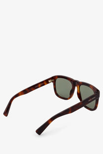 Saint Laurent women’s acetate tortoiseshell sunglasses with green-tinted lenses and a sleek modern design in brown