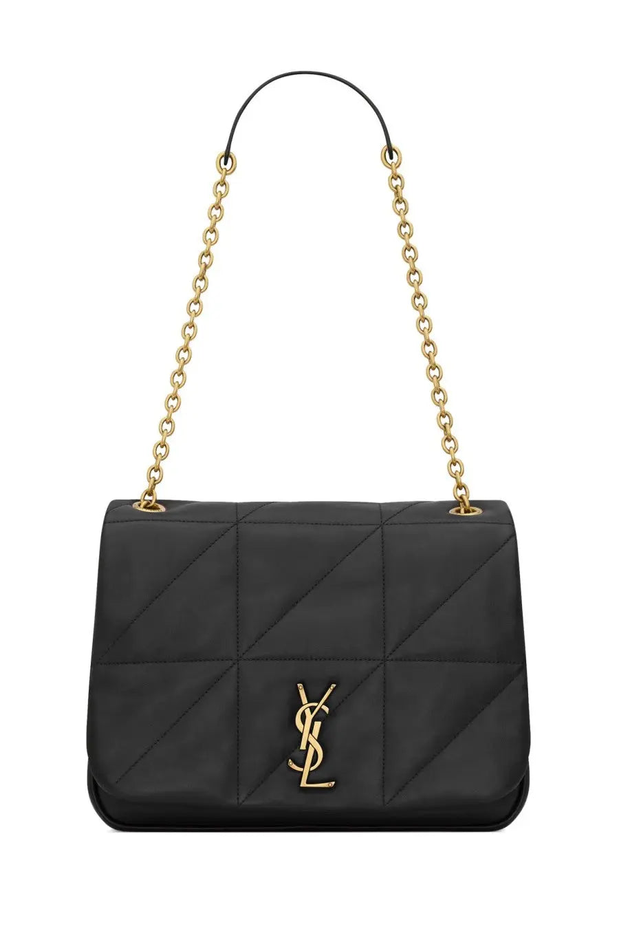 Saint Laurent women’s bag Jamie medium black quilted leather with gold-tone chain strap and logo clasp