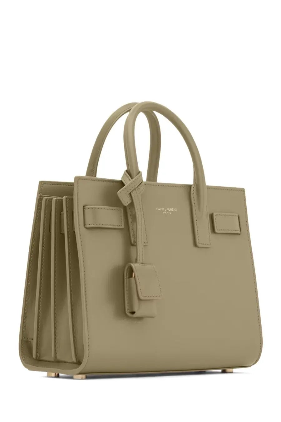 Saint Laurent women’s green leather mini bag sac de jour nano with structured handles and signature flap closure
