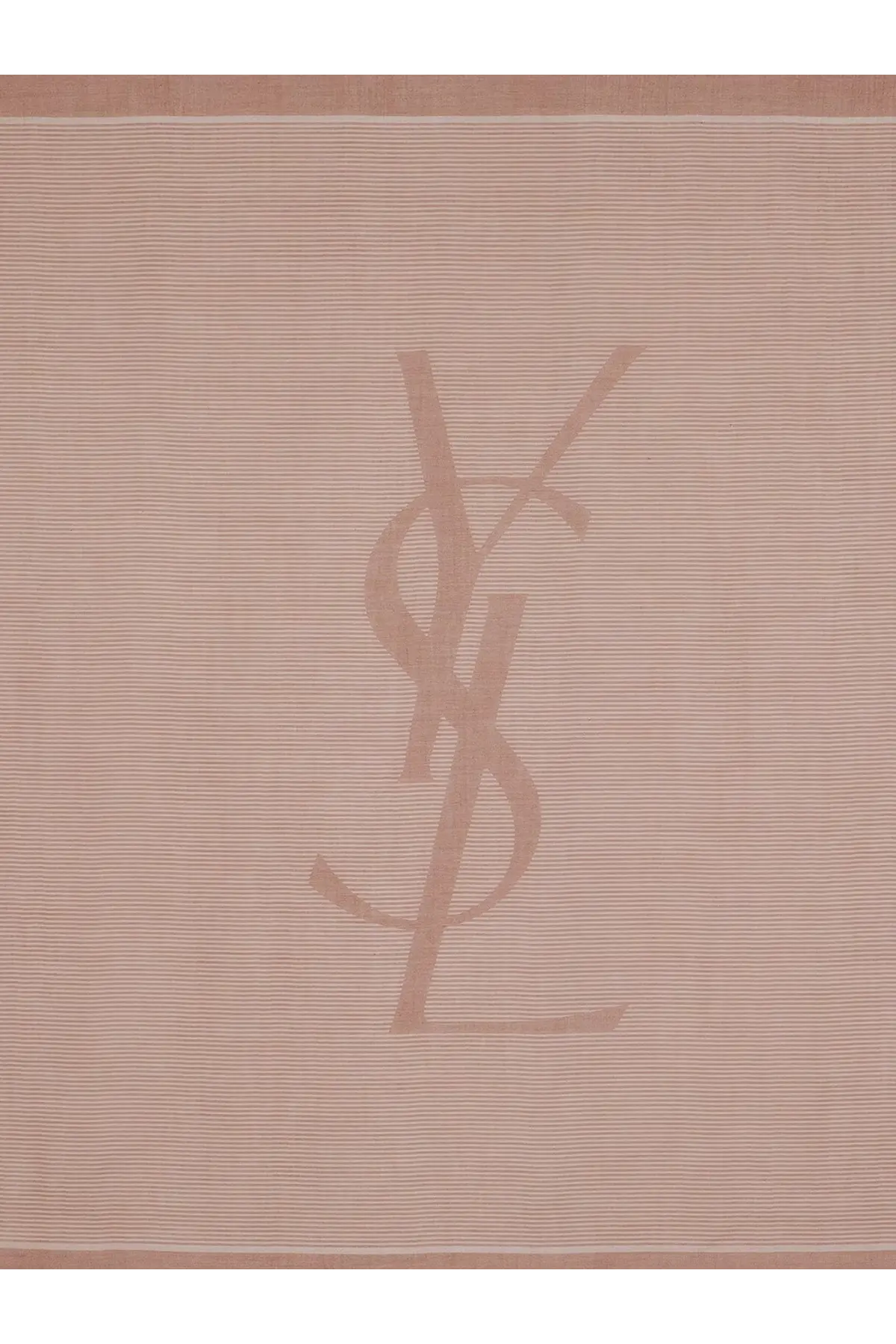 Beige Saint Laurent women’s cashmere and silk cassandre foulard with subtle ribbed texture and matching monogram logo