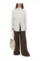 Saint Laurent Women's Cassandre Cotton Poplin Shirt White, view 2