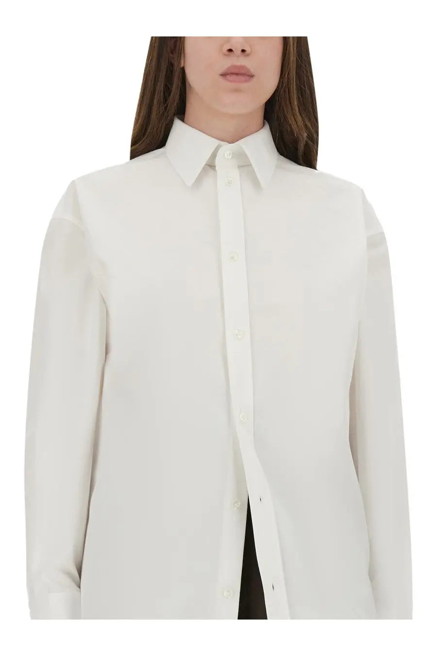 Saint Laurent Women's Cassandre Cotton Poplin Shirt White, view 4