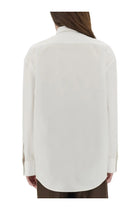 Saint Laurent Women's Cassandre Cotton Poplin Shirt White, view 3