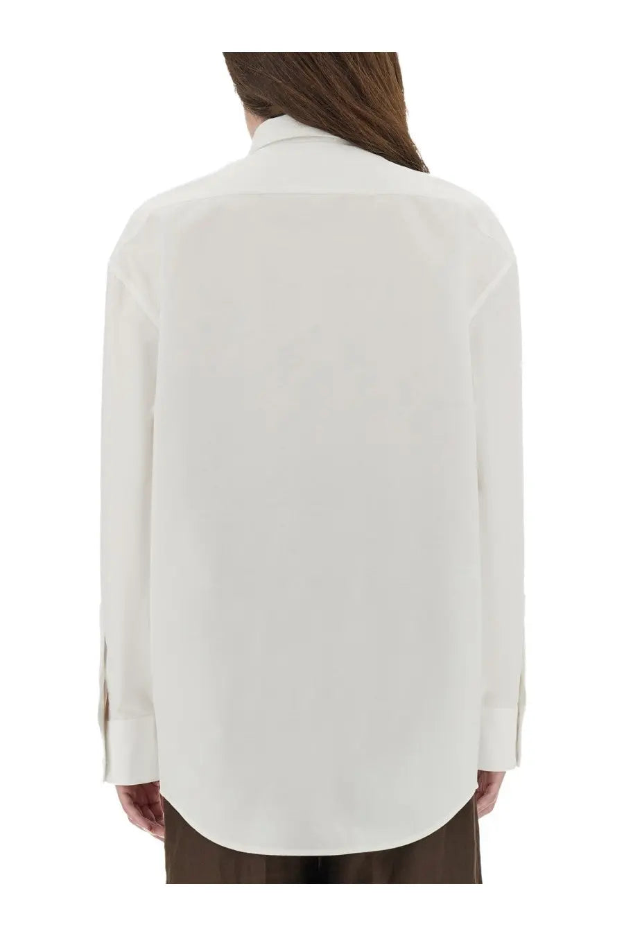 Saint Laurent Women's Cassandre Cotton Poplin Shirt White, view 3