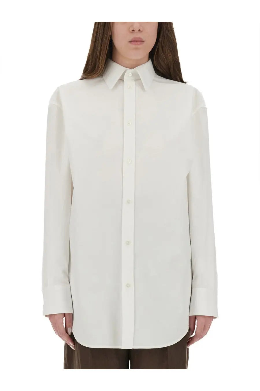 Saint Laurent Women's Cassandre Cotton Poplin Shirt White