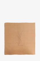 Saint Laurent Women's Cassandre Silk Scarf Beige