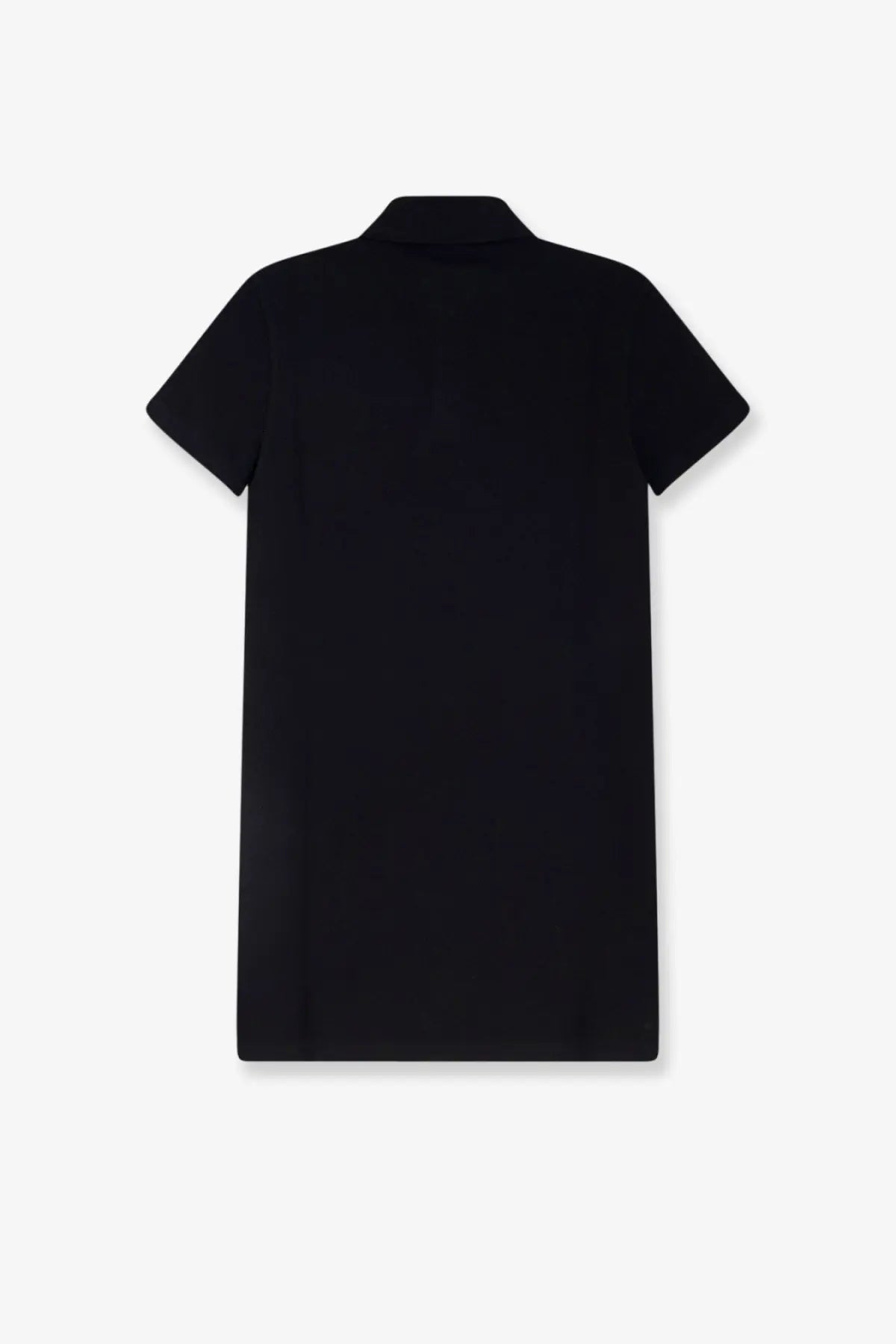 Saint Laurent women’s black cotton short polo dress with classic collar and minimalist design