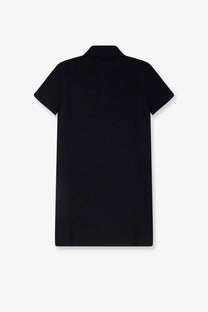 Saint Laurent women’s black cotton short polo dress with classic collar and minimalist design