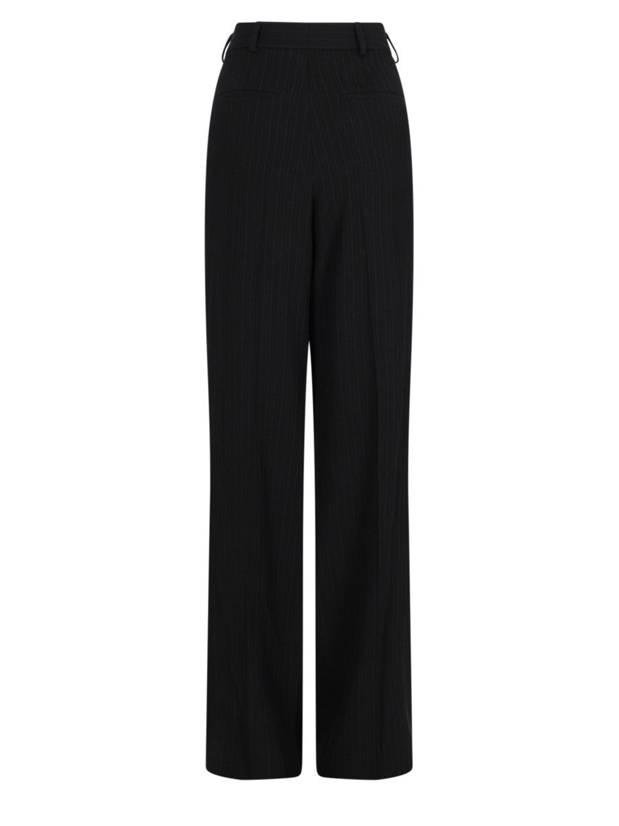 Saint Laurent Women's Crêpe Pinstripe Trousers Black, view 2