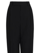 Saint Laurent Women's Crêpe Pinstripe Trousers Black, view 3