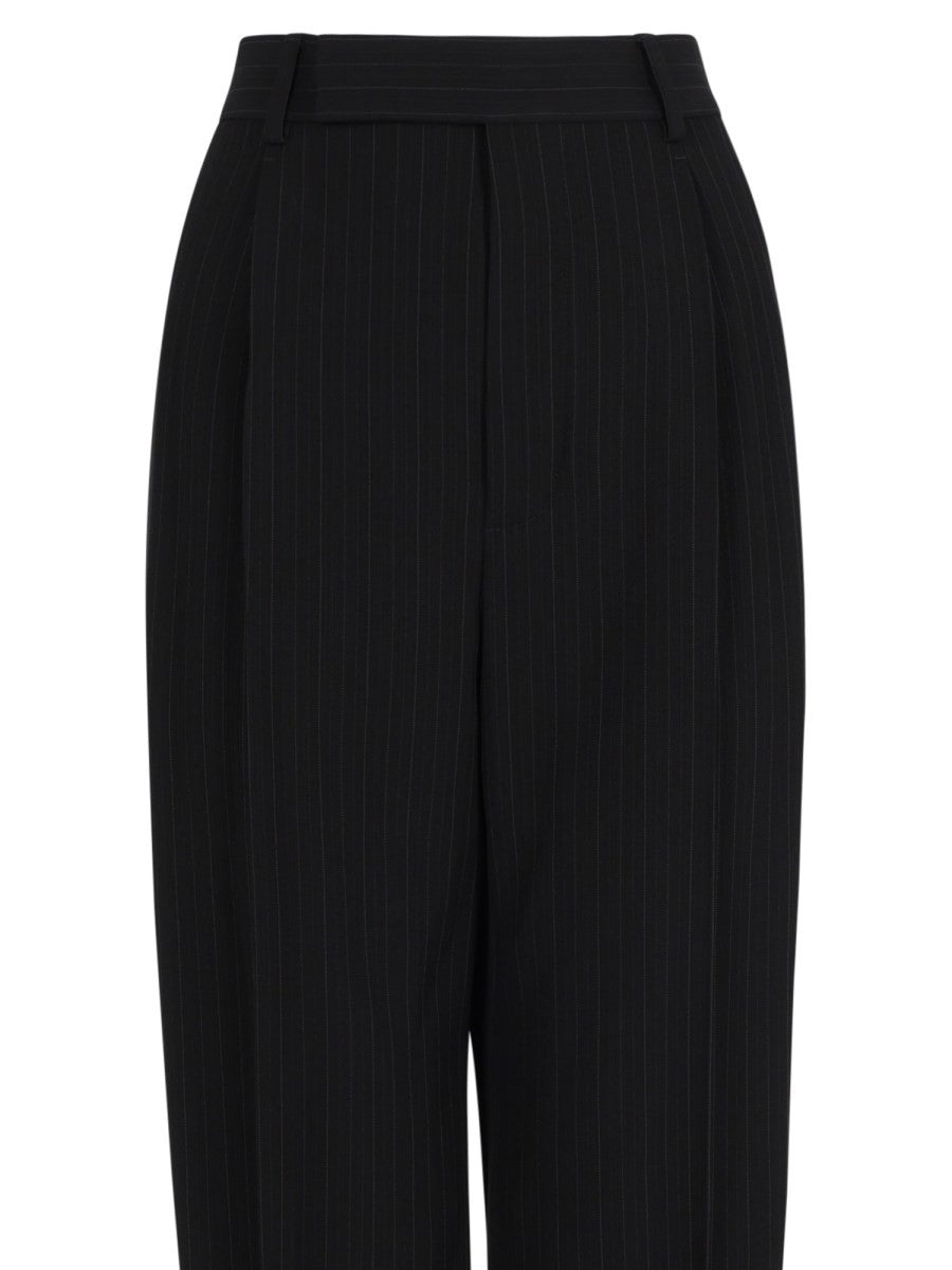 Saint Laurent Women's Crêpe Pinstripe Trousers Black, view 3