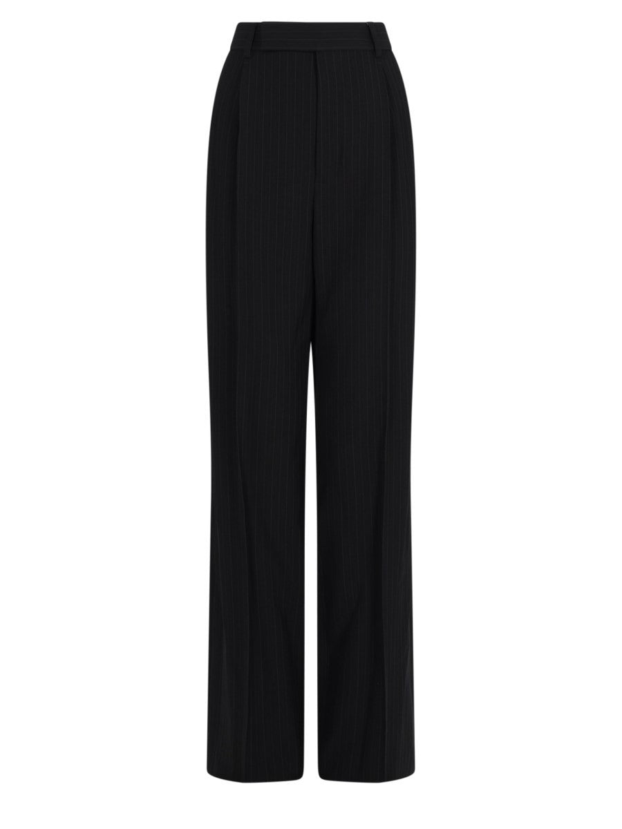 Saint Laurent Women's Crêpe Pinstripe Trousers Black