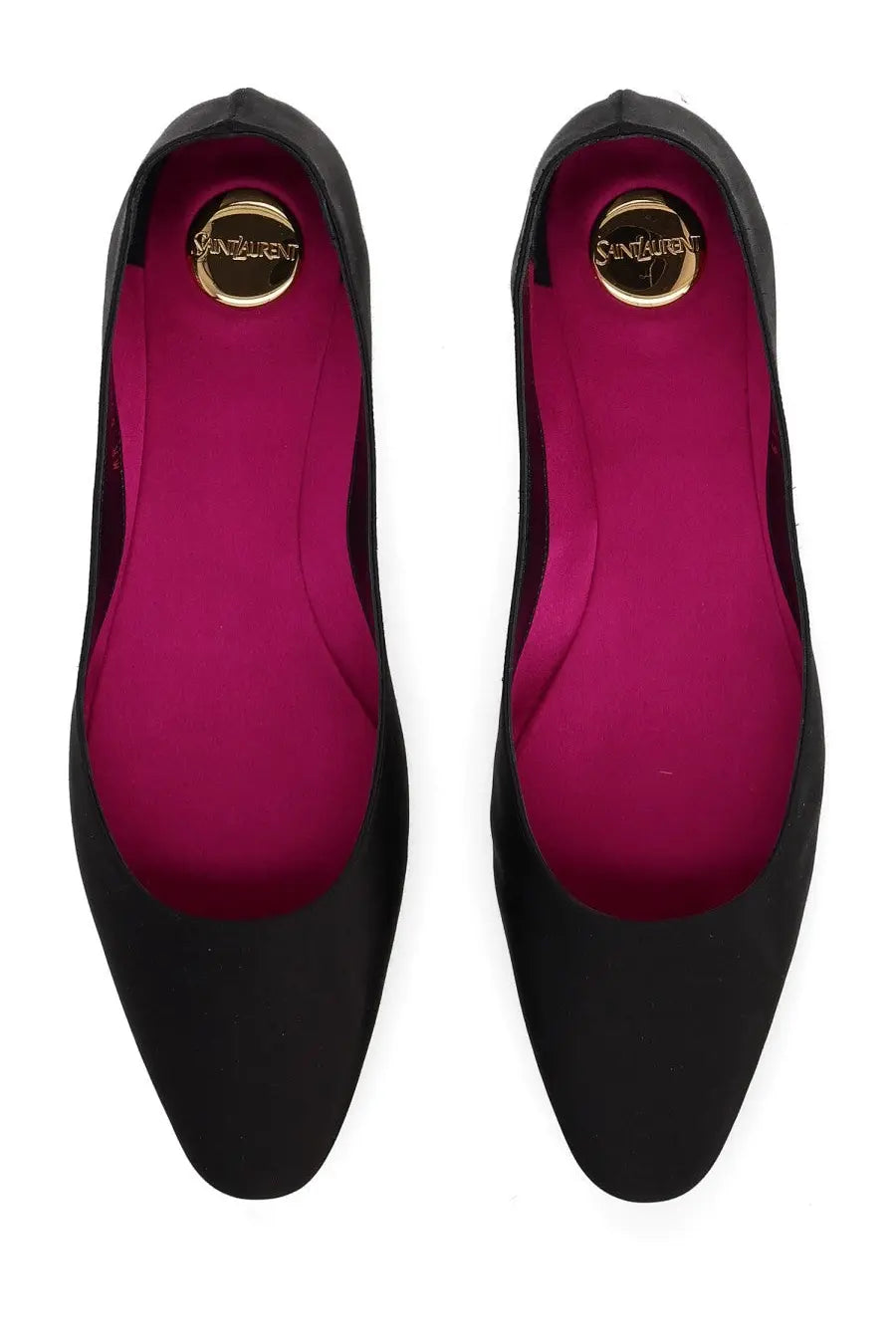 Saint Laurent Women's Crepe Satin Ballet Flats Lou Black, view 3