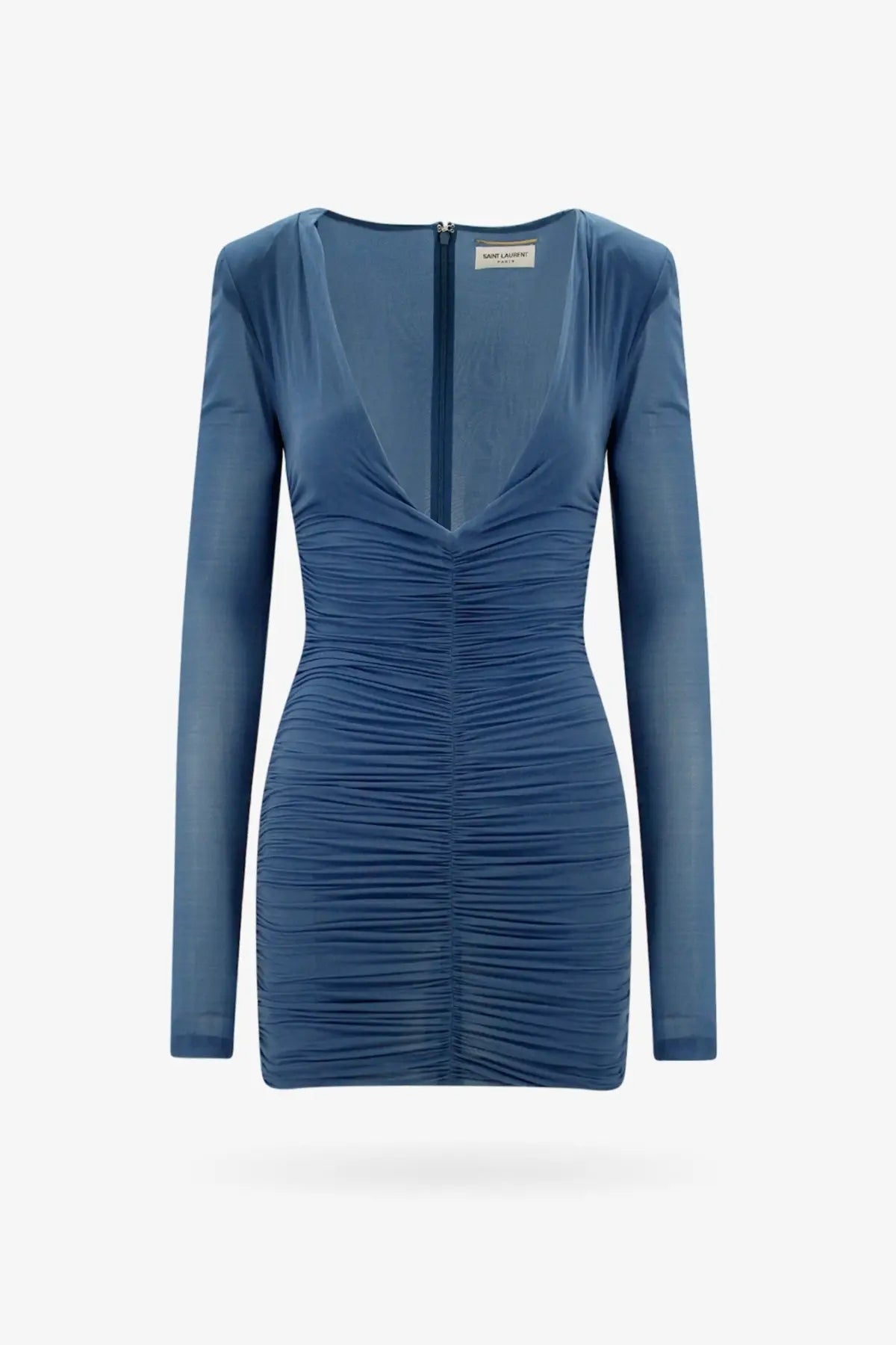 Saint Laurent Women's Draped Fabric Dress Blue