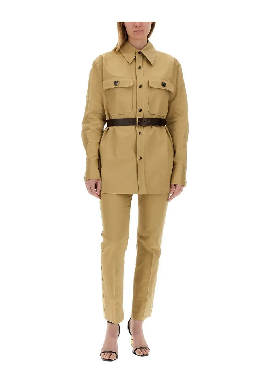 Saint Laurent Women's Drill Pants Beige, view 2