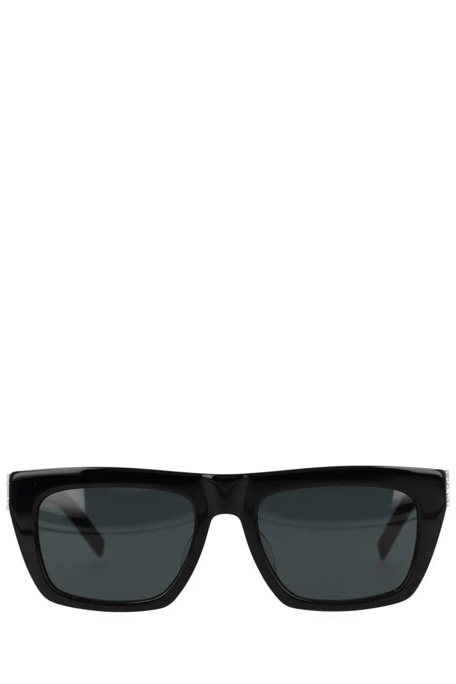 Saint Laurent women’s eyeglass SL M131 black rectangular sunglasses with dark gray lenses and glossy finish