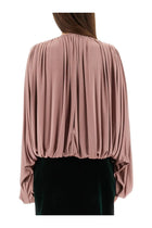 Saint Laurent Women's Fluid Knit Blouse Blue, view 3