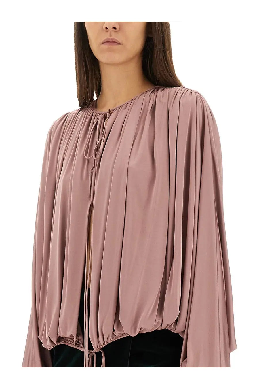 Saint Laurent Women's Fluid Knit Blouse Blue, view 4