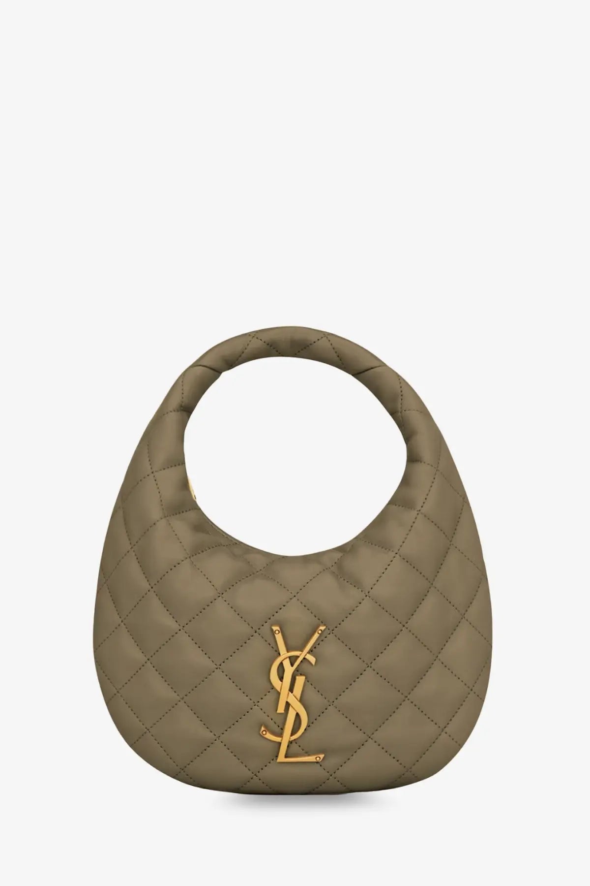 Saint Laurent women’s icarino olive green quilted leather hobo bag with gold-tone ysl logo