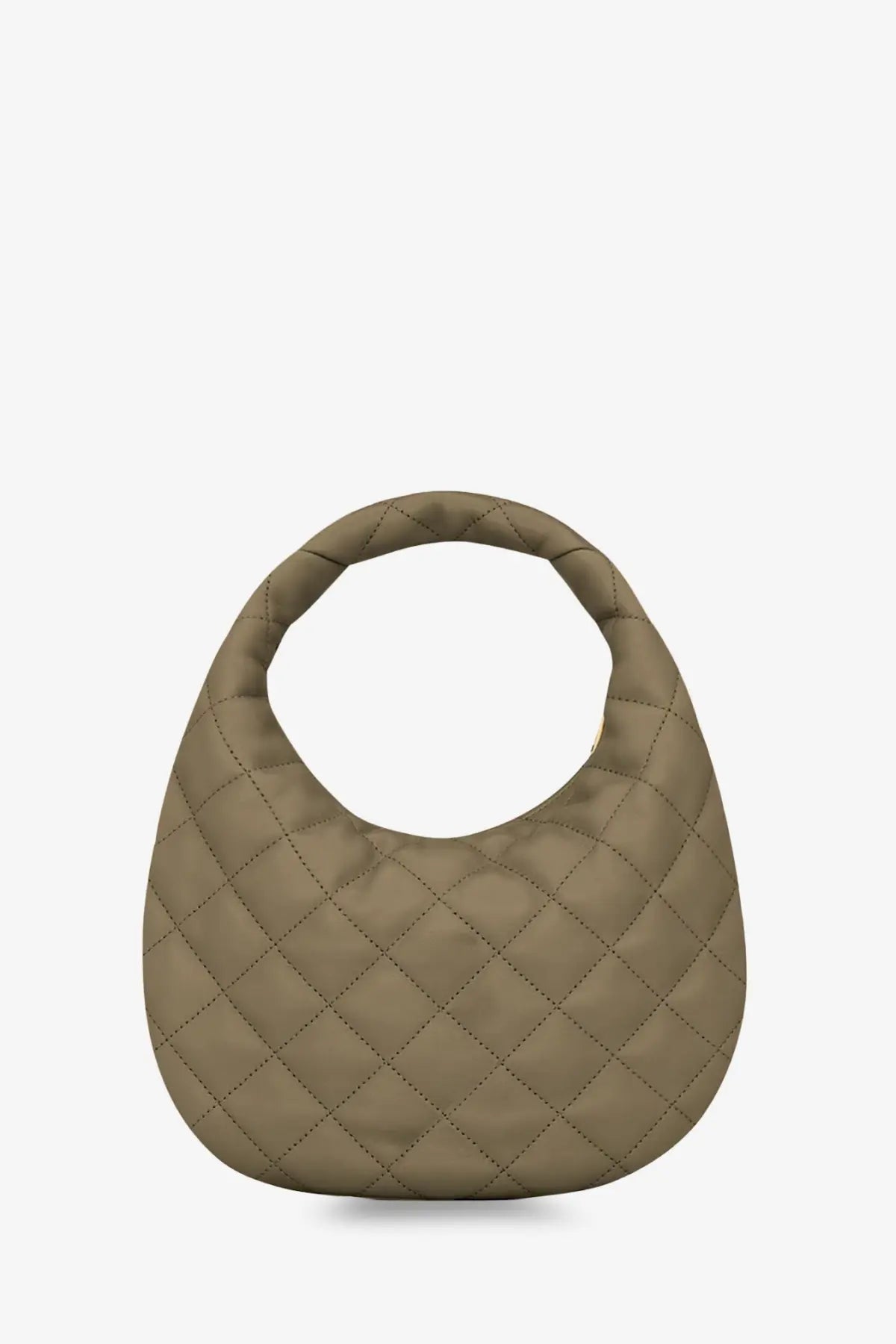 Saint Laurent women’s Icarino olive green leather handbag with soft padded body and stitched diamond quilted pattern