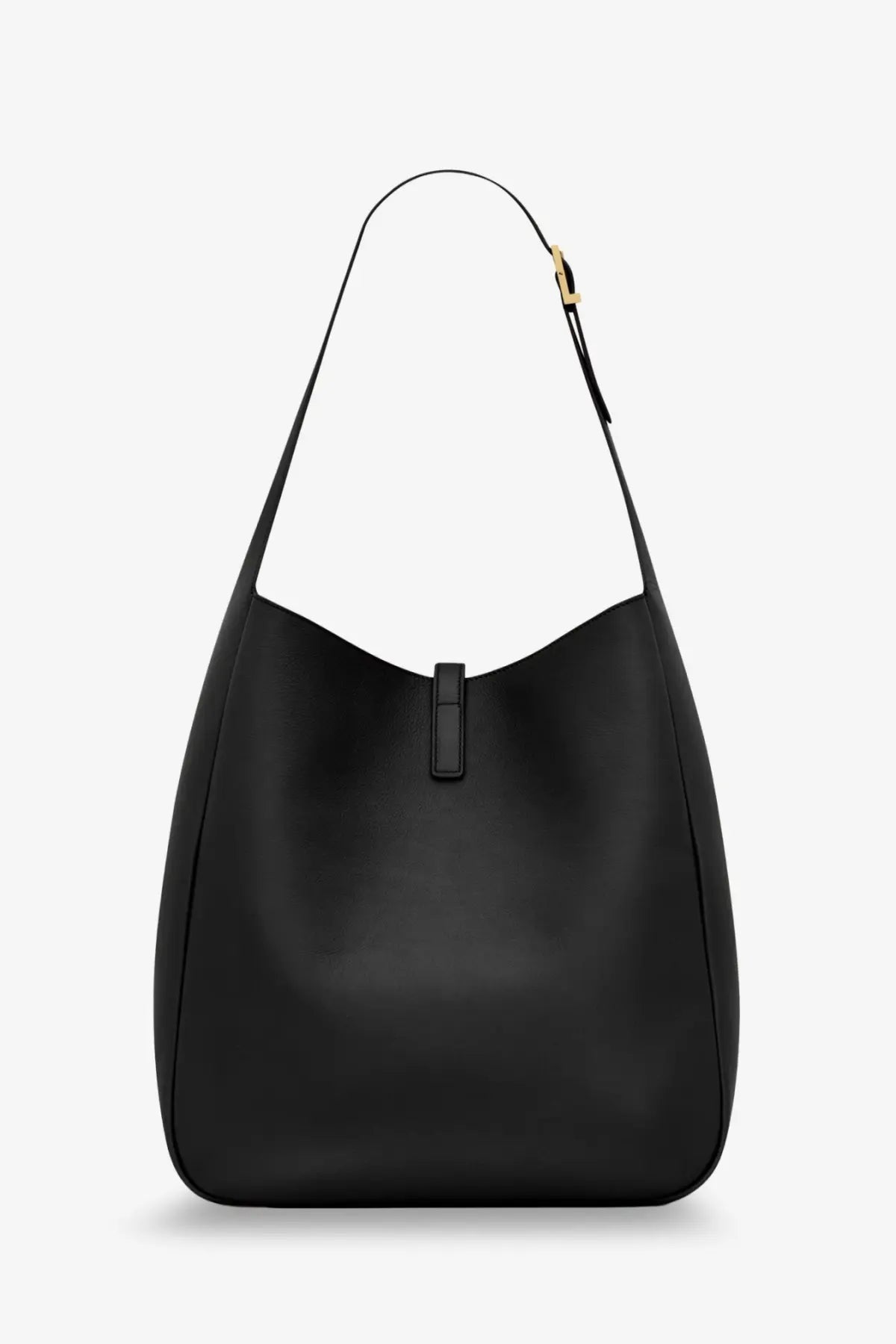 Saint Laurent women’s le à hammered leather shoulder bag black with minimalist design and gold-tone hardware